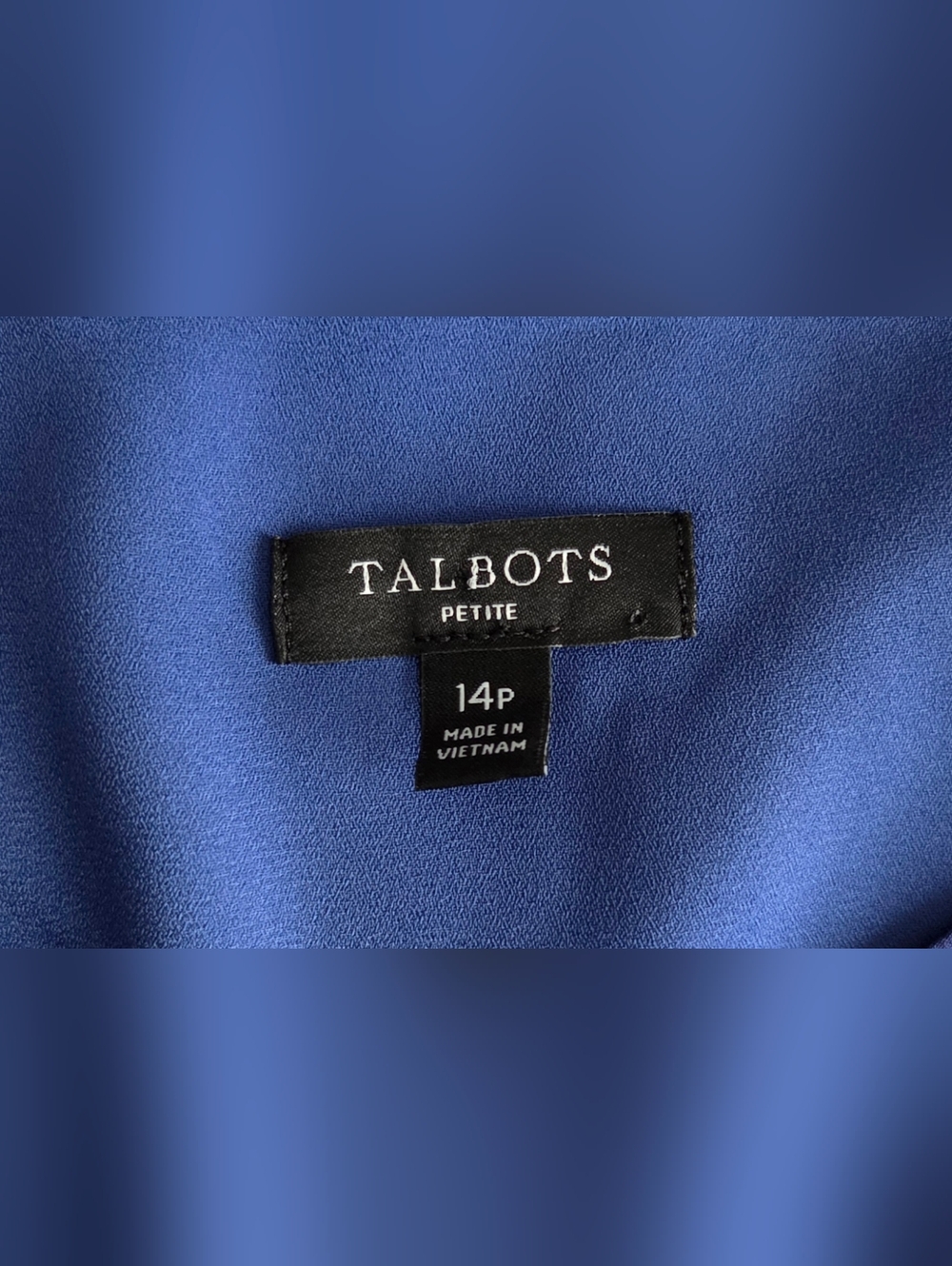 Talbots Etched Toile Belted Smocked Fit&Flare Blue Floral Dress Size 14P - Picture 11 of 12